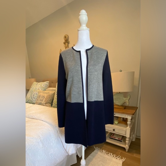 Talbots color blocked, open front, long cardigan. Size Small. 60% Merino Wool! - Picture 3 of 4